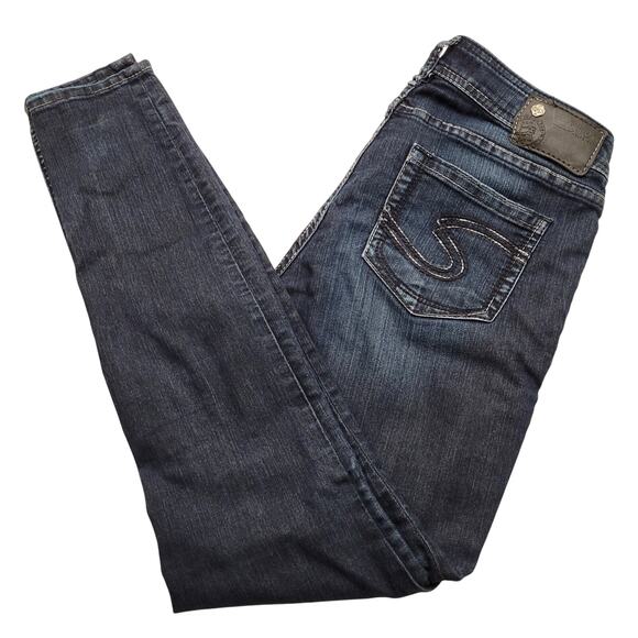 Silver Jeans Women's W27 L29 Dark Blue Low Rise Suki Jegging Skinny Denim Ankle - Picture 2 of 12